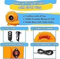 Vista 6 de Casa inflable de rebote con tobogán, estilo delfín, piscina con salpicaduras, doble cañón de agua, pared de escalada, soplador GFCI resistente