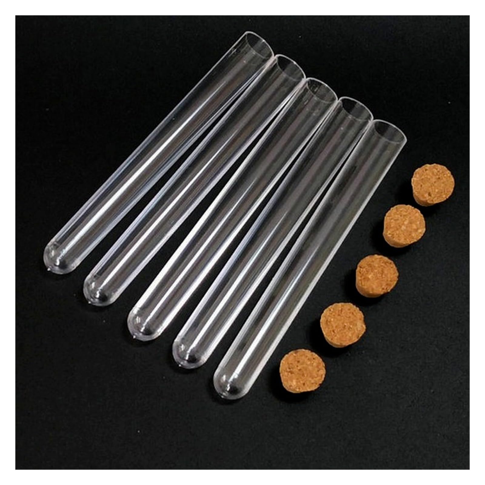 YYJzsw 100 Pcs/lot 12x100mm Laboratoire Tube À Essai En Plastique Transparent Tube À Fond Rond Flacon Avec Liège
