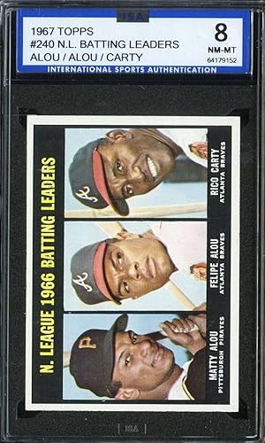 1967 TOPPS #240 MATTY ALOUFELIPE ALOURICO CARTY NL BATTING LEADERS ISA 8