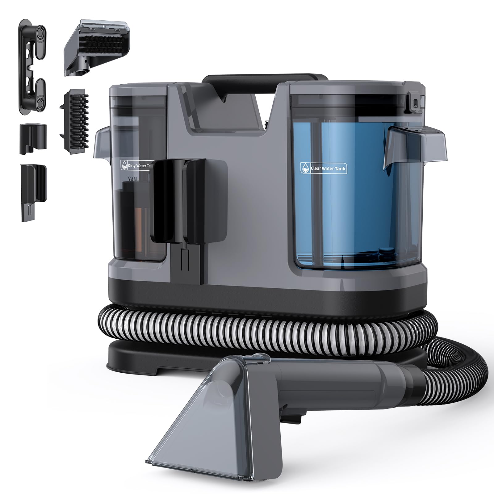Lubluelu Upgrade Nasssauger Polsterreiniger Gerät mit 600 W – 22 kPa Teppichreiniger Waschsauger, tragbares Reinigungsgerät mit Selbstreinigungsfunktion und langem Schlauch für Teppiche, Sofas & Autos