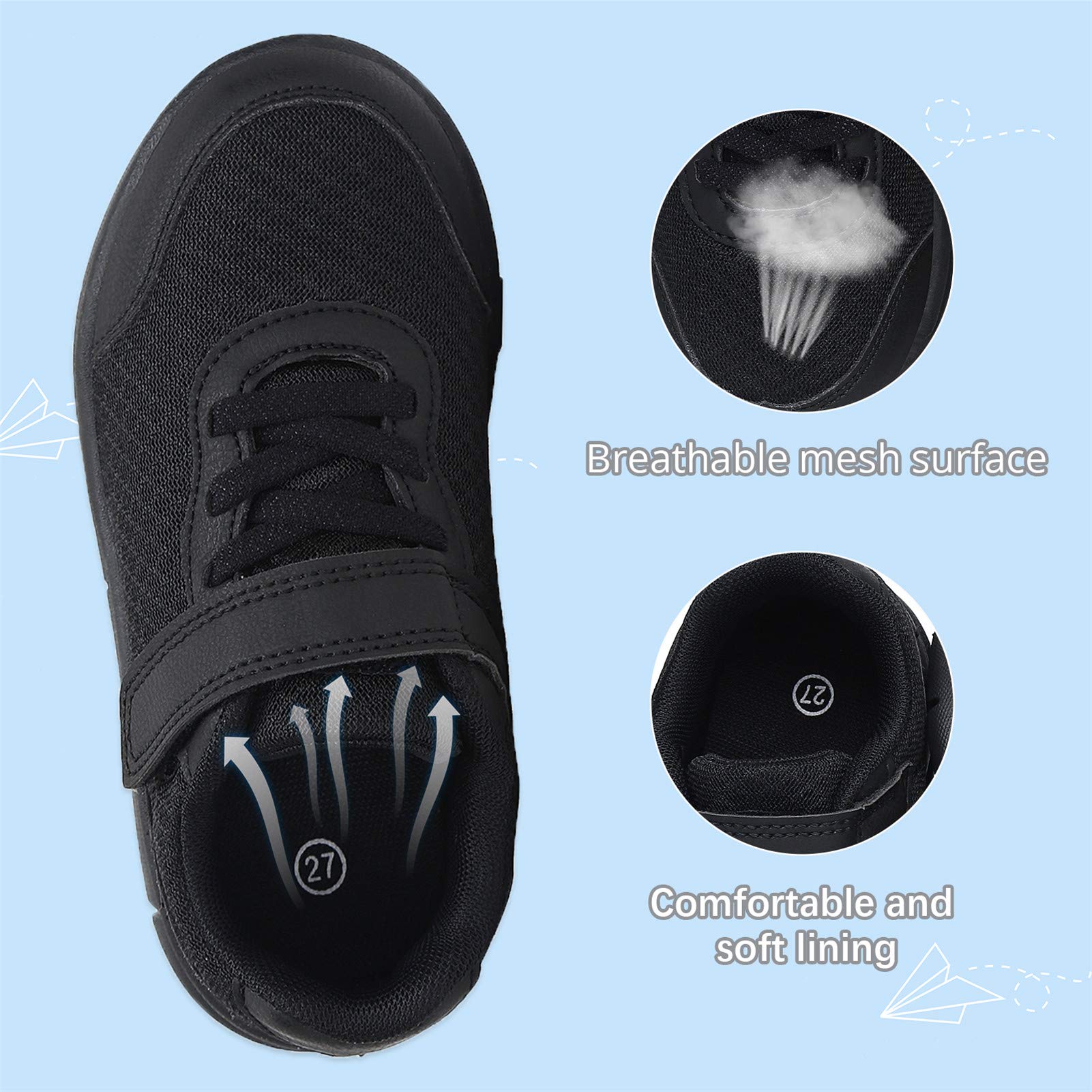 Xingfujie Shoes for Girls Toddler Shoes Kids Running/Walking Tennis Sneakers for Boys Girls Size 9 Black