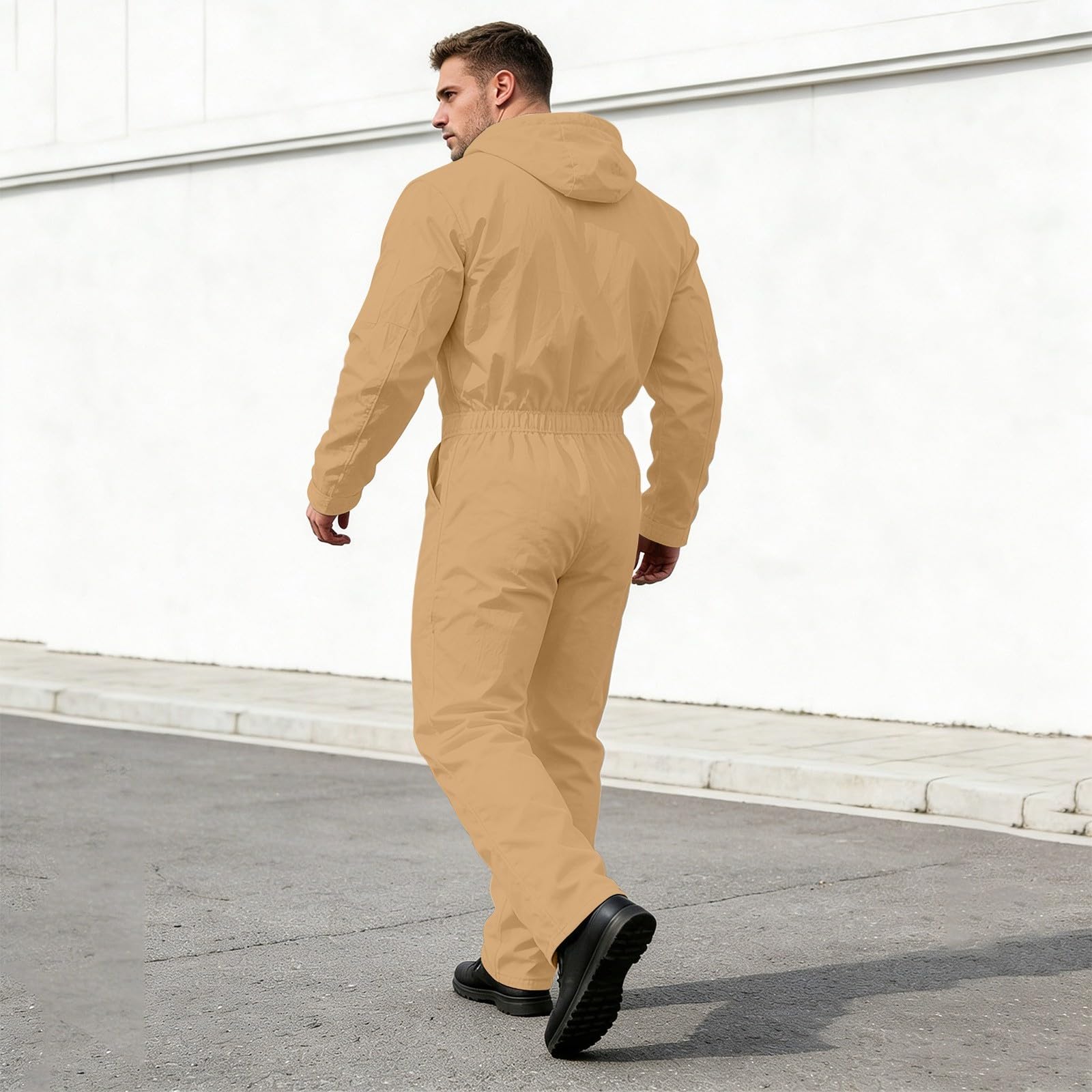 Generisch Mono de trabajo para hombre, de cuerpo entero, de manga larga, cuello de solapa, camisa larga, pantalones de trabajo, peto, traje de protección, ropa de trabajo