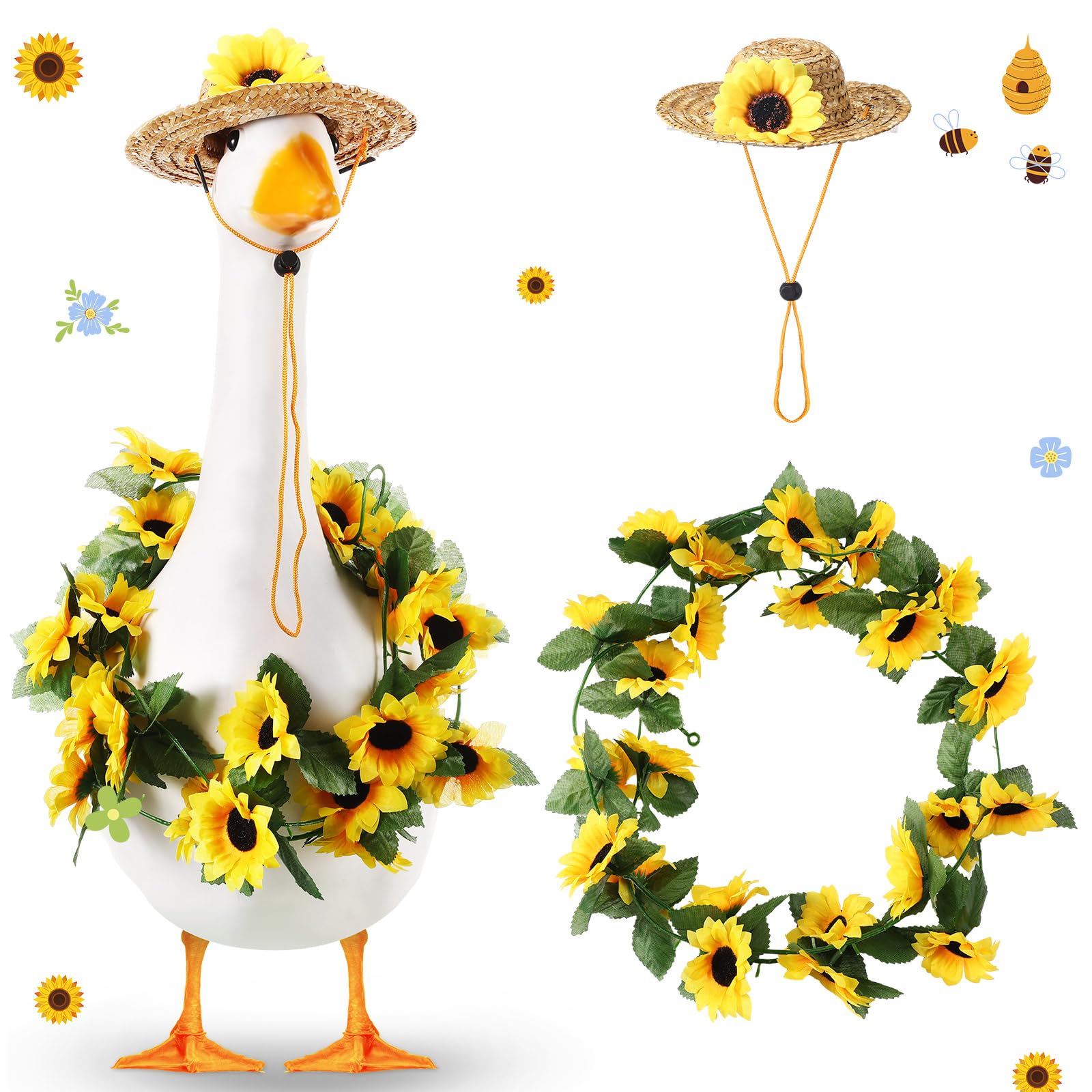 Décoration costume oie été tournesol pour statuette de porche extérieur et jardin