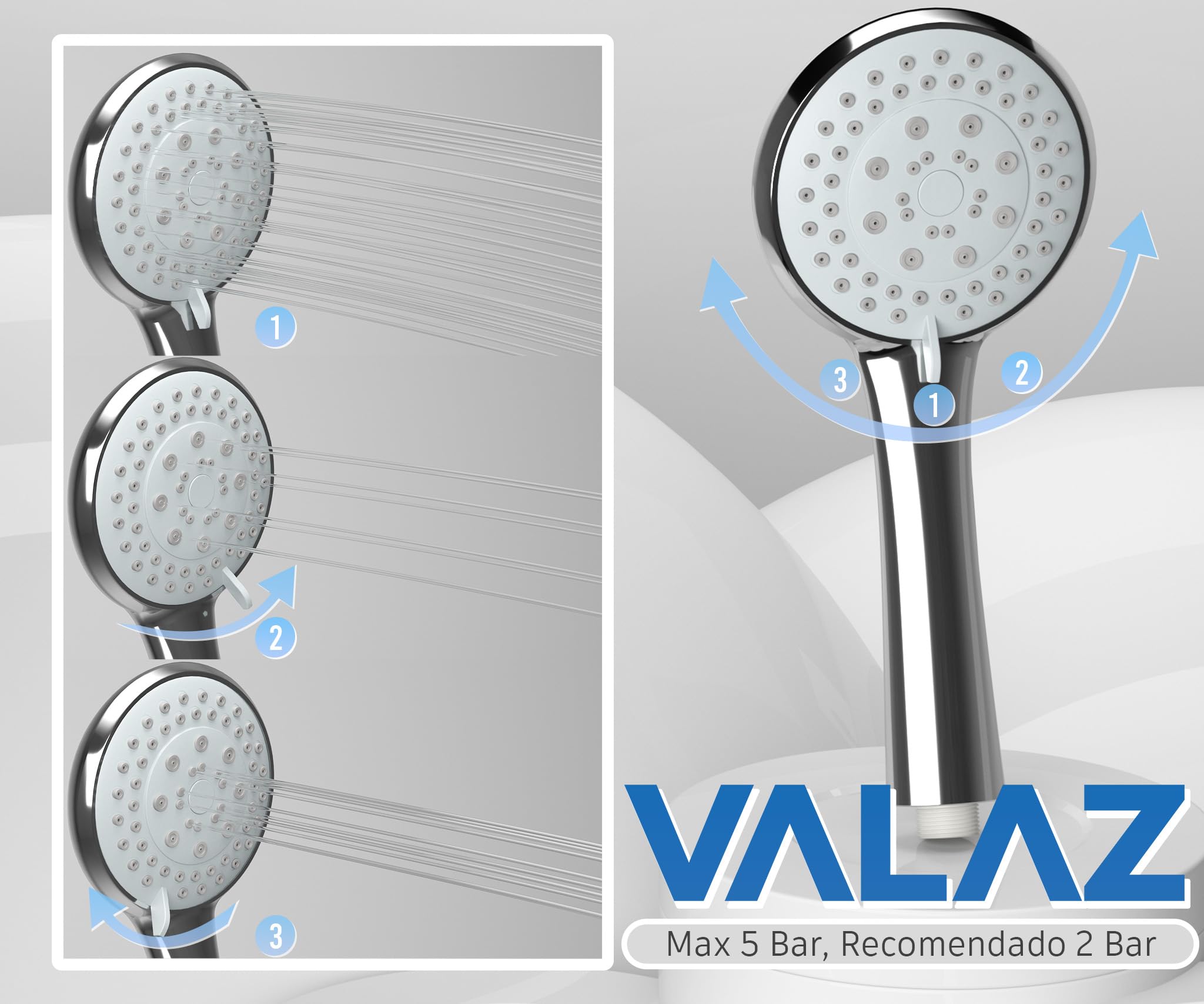 VALAZ Grifo Ducha Negro Mate | Grifo Monomando, Mezclador Agua Fría y Caliente, Ahorro de Agua | Instalación Fácil y Rápida | Grifo de Ducha Inoxidable, Cuello Curvo Redondo, Serie Pisuerga