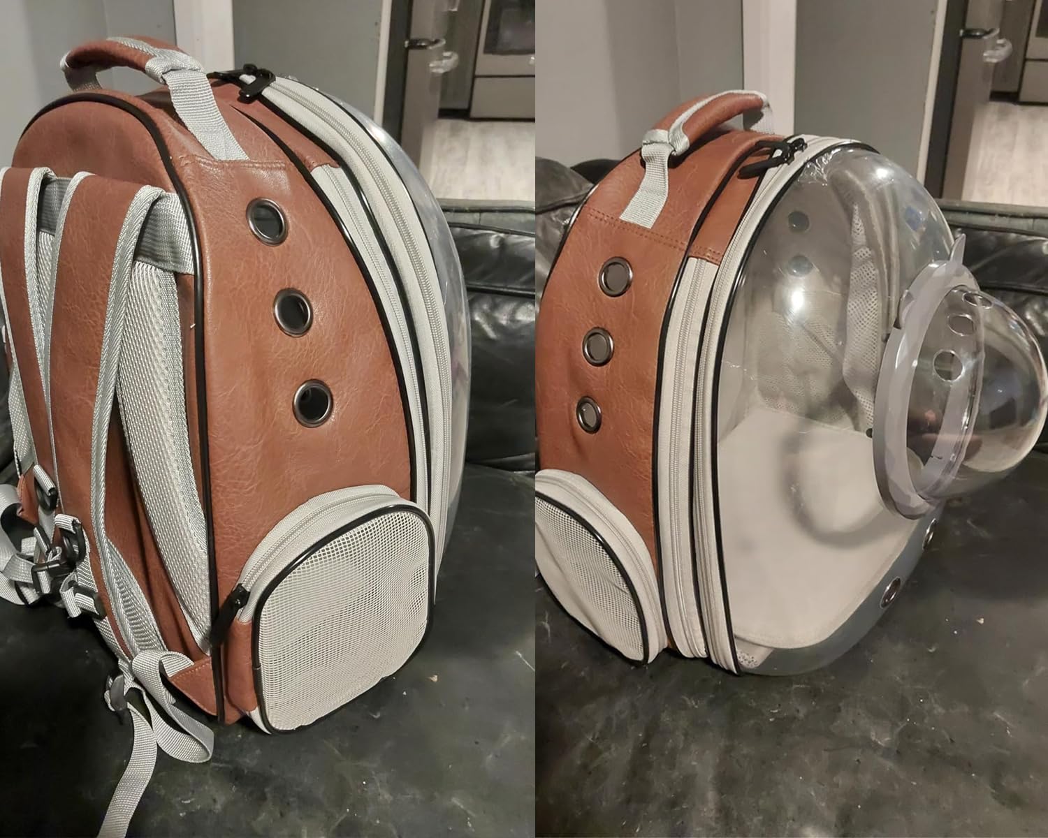 Expandable Cat Carrier Backpack, Backpack for Cats Kitten Small Puppy, Airline Approved Cat Bubble Backpack, Space Capsule Astronaut Carrier (Brown, Front Extension) - image 7