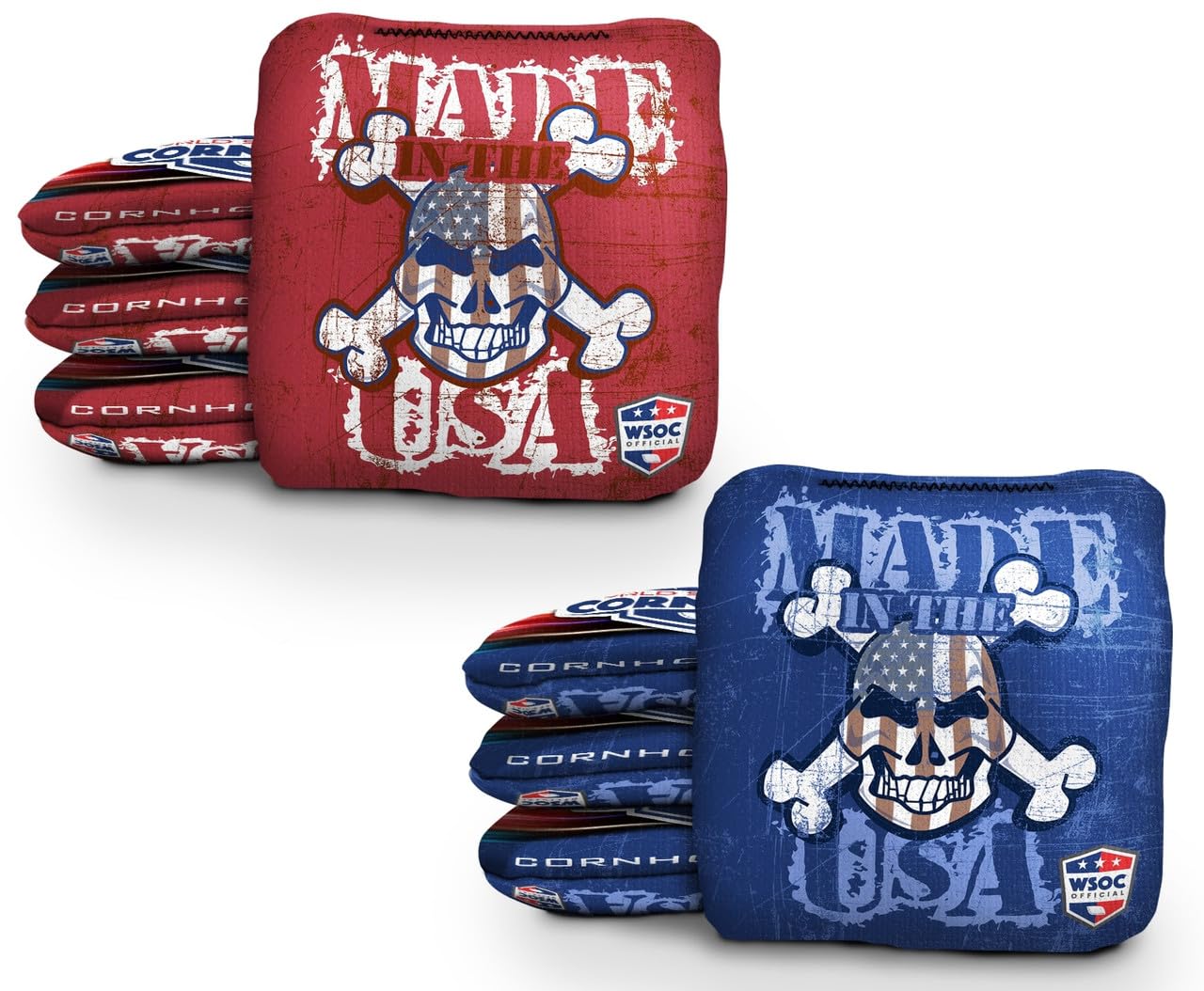 Deadeye Bags Professional Cornhole Bags Set of 8 Regulation Patriotic Series Resin Filled Pro Bean Bags Dual-Sided Slick and Stick