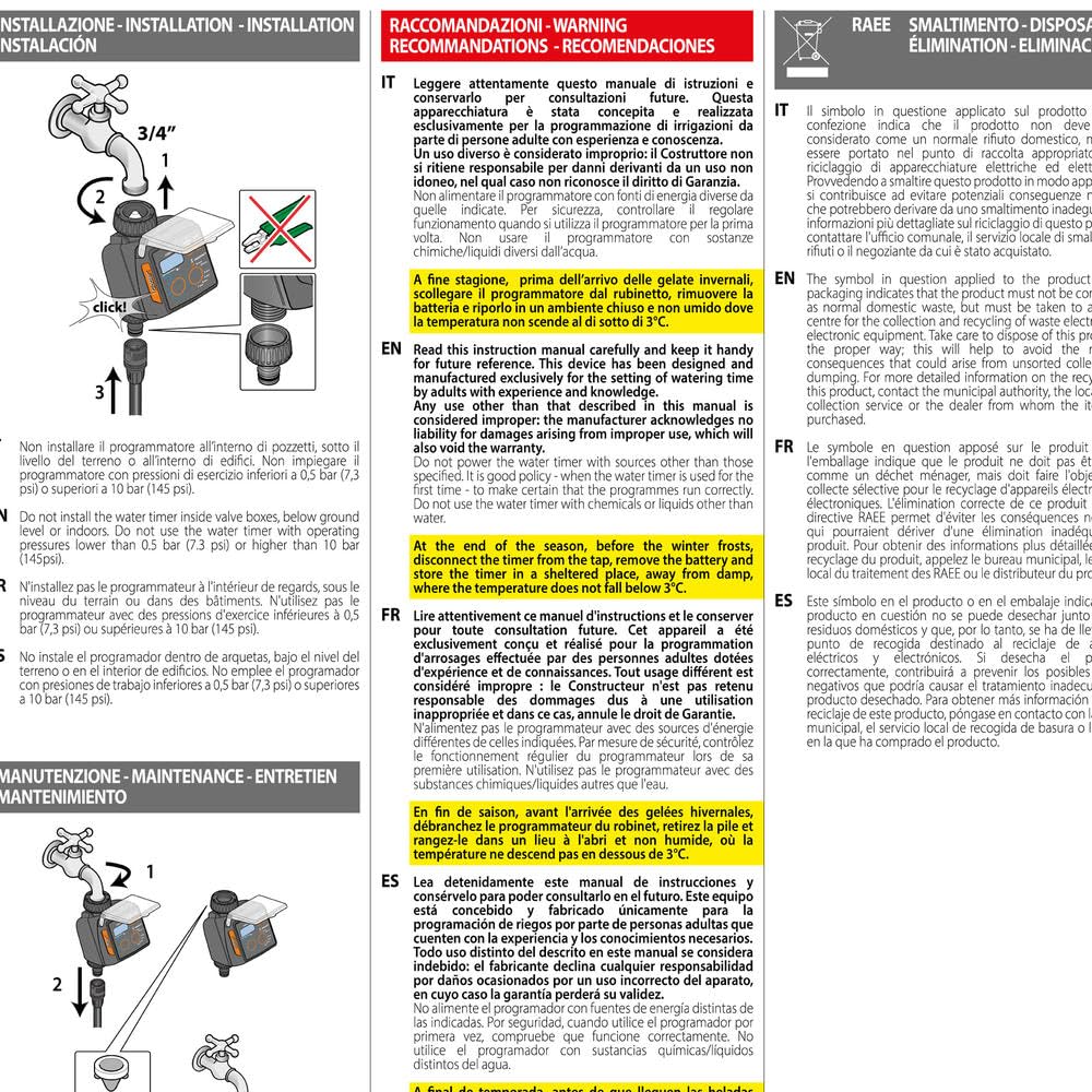Claber Tempo Select, programmatore digitale a rubinetto a una via