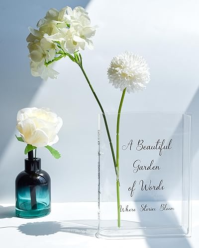 Miniatura 5 de Skywin Jarrón acrílico transparente para libros, jarrones acrílicos para decoración estética de habitación, florero transparente para flores, jarrón