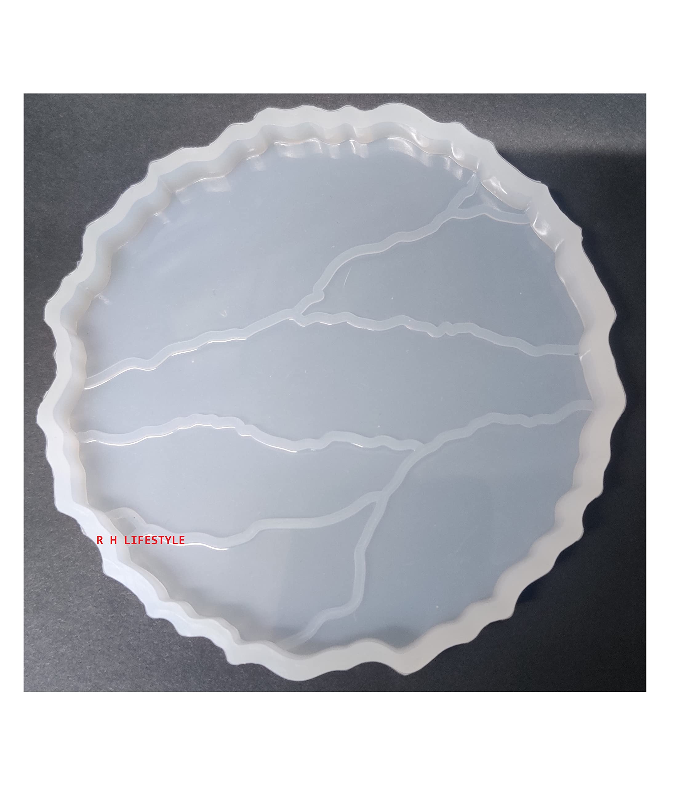 R H LIFESTYLE Kintsugi Style Silicone Circle Coaster Mould KINTSUGI Style Silicone Round Mould, 4.5 Inch