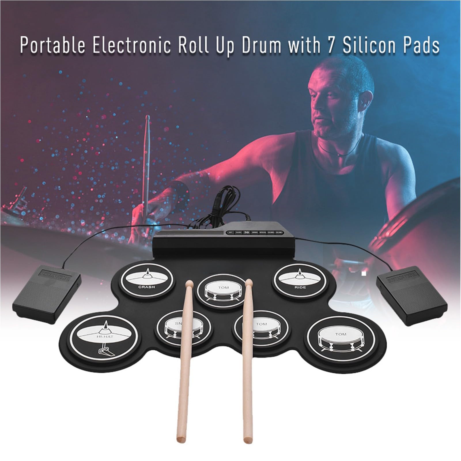 Batteria elettronica portatile USB adatta per gli appassionati di musica con ricca libreria di suoni tra cui ritmi rock per principianti