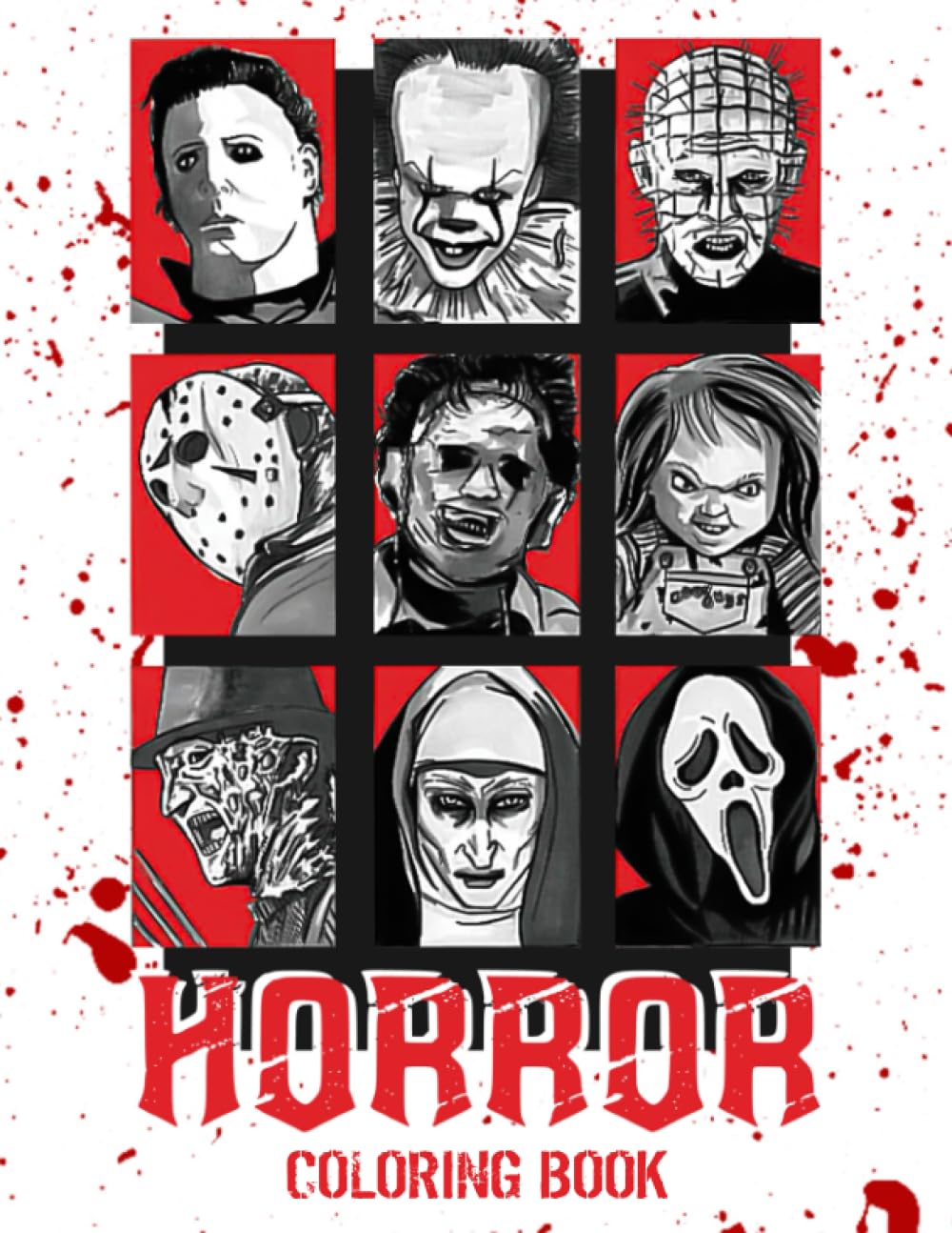 Horror Coloring Book: Halloween Coloring Book For Adults And Kids With Over 30 Pages Scary Creatures And Creepy Serial Killers From Classis Horror ... Gift For Holiday Halloween Christmas Eastern