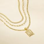 KissYan Gold Layered Necklace Set for Womens, 14K Gold Plated Initial Letter Pendant Necklace Paperclip Snake Choker Silver Alphabets from A-Z Figaro Chain Necklace Jewelry Gift