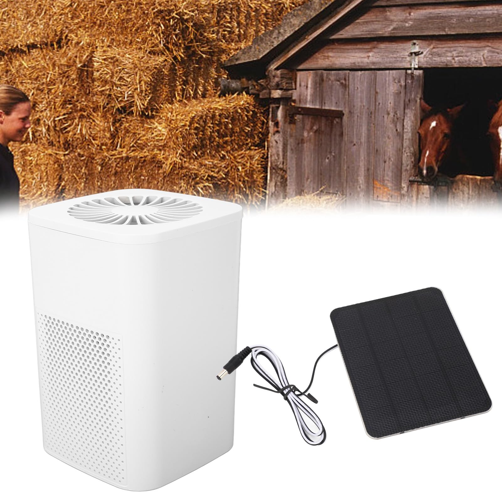 99.97% Filtration Efficiency Powerful Motor Solar Powered Portable Air Purifier for Bedroom, 880 sq ft Coverage, Solar Panel 10W, Dog House, Chicken Coop, Auto