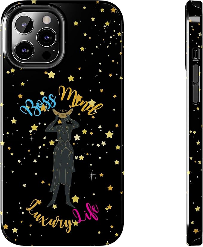 Taurus Tough Phone Case Boss Mind, Luxury Life Compatible with iPhone. Black and Gold Zodiac Design. Gift for Taurus