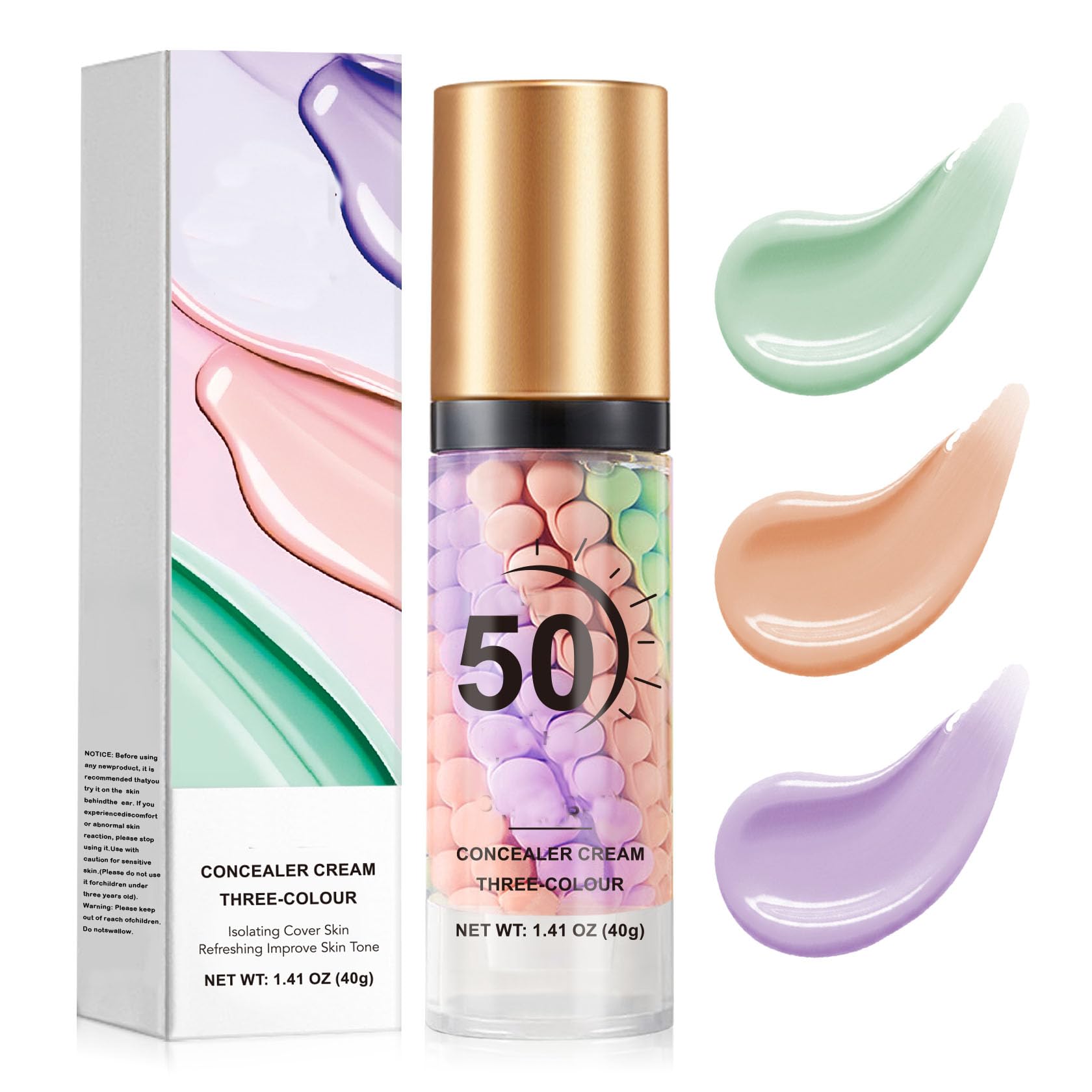 3 In 1 Primer for Face Before Makeup Color Correcting Primer SPF 50 PA+++ 1PCS