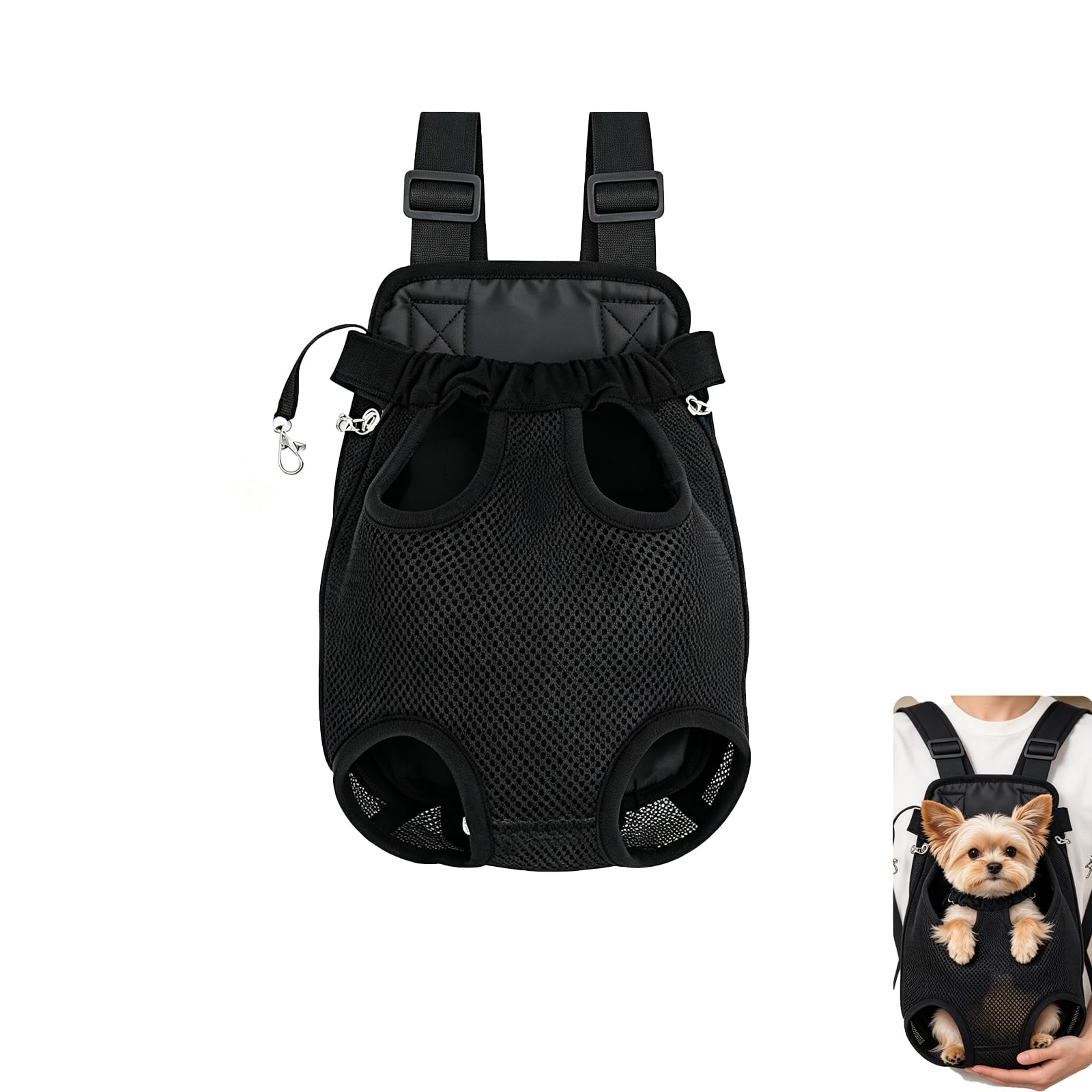 Dog Backpack, Cat Backpack Carrier for Small Medium Dogs, Adjustable Pet Front Carrier with Legs Out Design, Suitable for Hiking and Urban Commuting, Chest Size 48cm Back Length 33cm