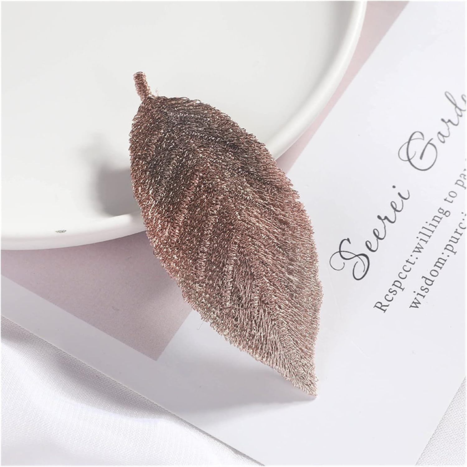 ヘアピンサイドクリップ刺繍葉の形状女性のためのヘアバンドピンヘアピンヘッドドレスジュエリーヘアアクセサリー (Color : Cha