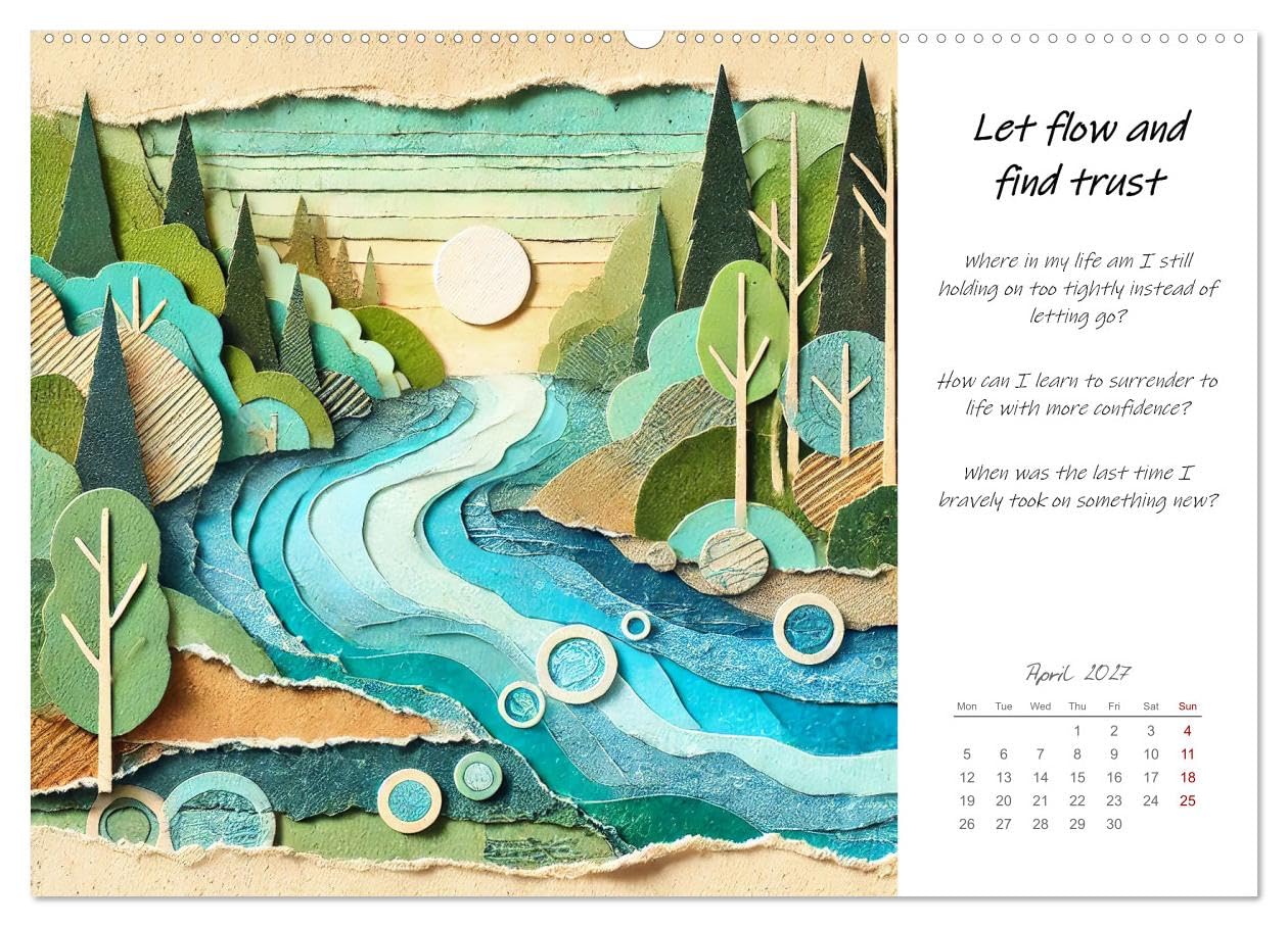 More confidence in 12 months - Collages with reflection questions for a stronger self (High Quality Premium Wall Calendar 2027 DIN A2 ... calendar with AI-generated nature collages.