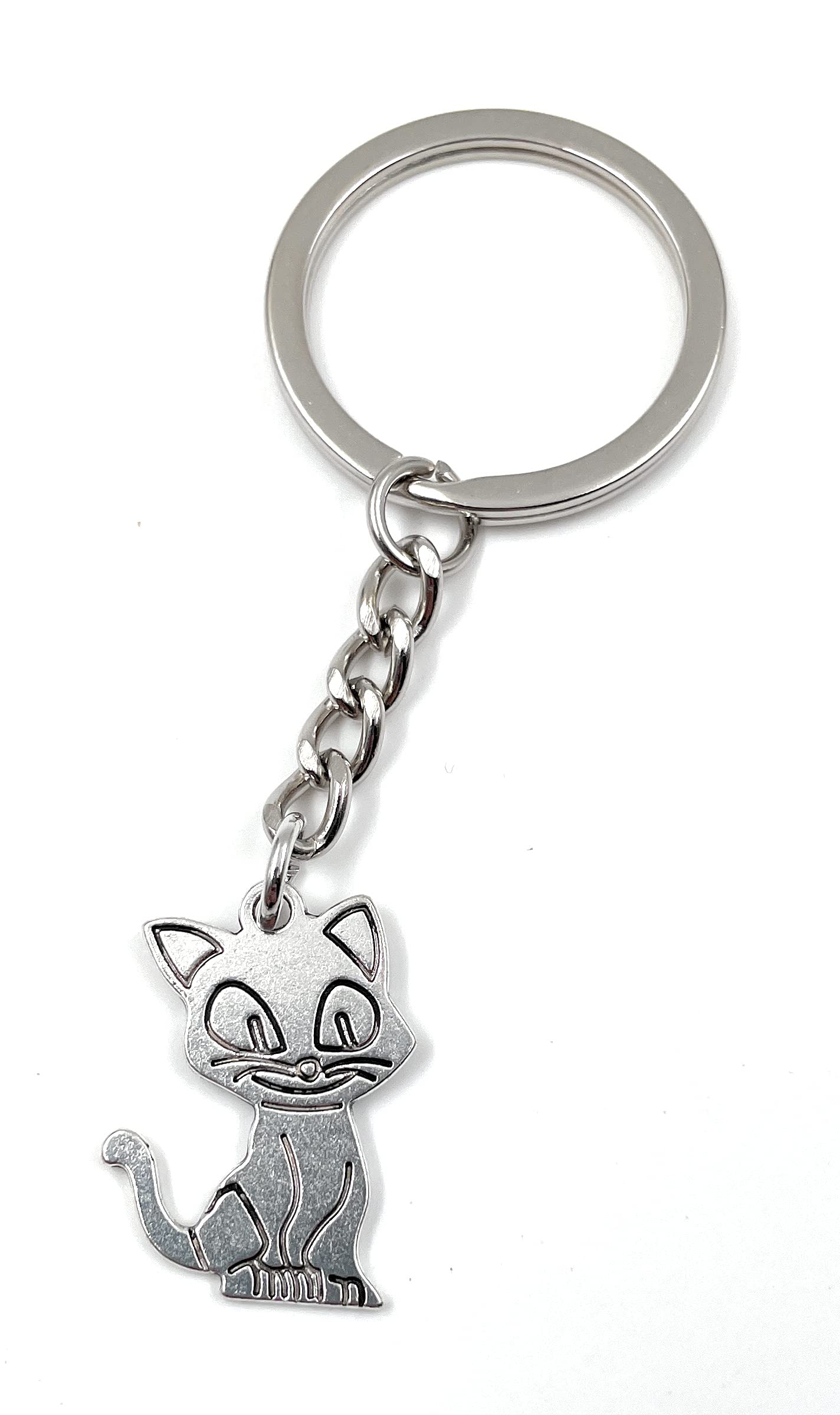 Onwomania Grinse-Katzen Schlüsselanhänger - Metall, Als Geschenk Für Freund, Freundin, Mama - Glücksbringer