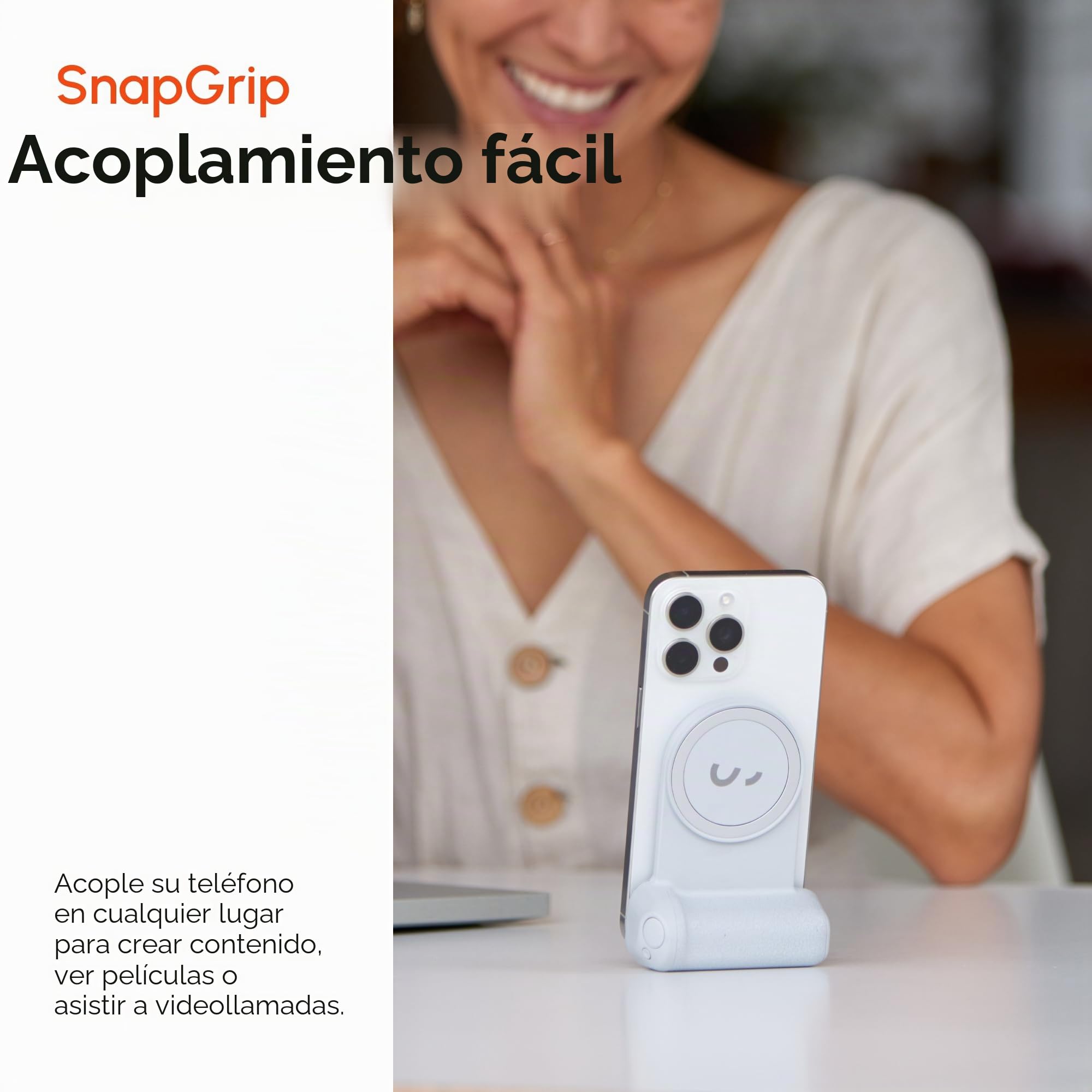 ShiftCam SnapGrip Pro - Agarre de batería móvil con botón de obturador inalámbrico - Soporte magnético ajustable - Batería externa con carga inalámbrica Qi