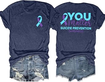 You Matter Shirts for Women Suicide Prevention Awareness T-Shirt | Mental Health Tees Stay Tomorrow Needs You Print Therapist Psychologist Gifts Tops Casual Short Sleeve Shirt