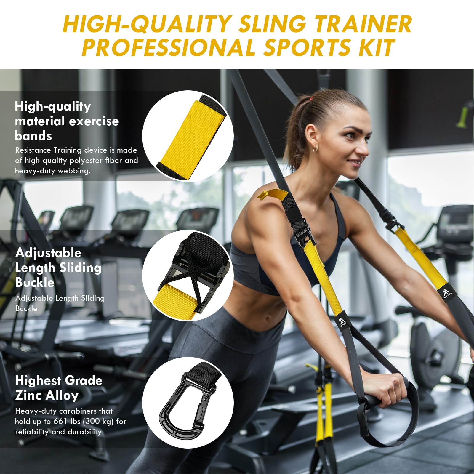 Flintronic Allenamento Sospensione Sling Trainer Set, Kit per Allenamento a Sospensione, Trx Fitness Da Casa, Sistema di Allenamento in Sospensione, Allenamento Sospensione per Palestra in Casa