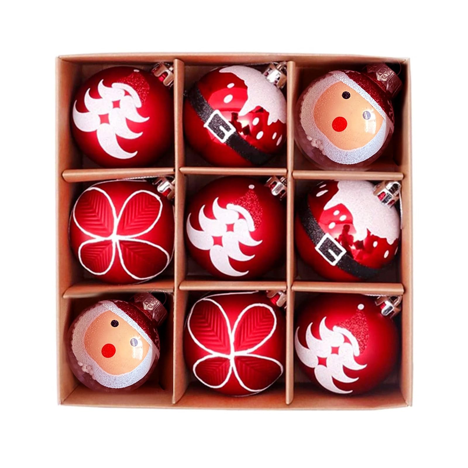 Adornos Navideños de Bolas Decoraciones navideñas Bola Transparente galvanizada de 6 cm y 9 Piezas para árbol de Navidad, Fiestas, Bodas