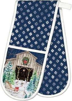 Michel Design Works Double Oven Glove, Christmas Snow