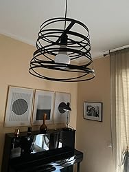 Lampadario Sospensione Industrial - Design A Cestello In Ferro, Finitura Opaca, Attacco E27 Max 60W, Filo 100cm