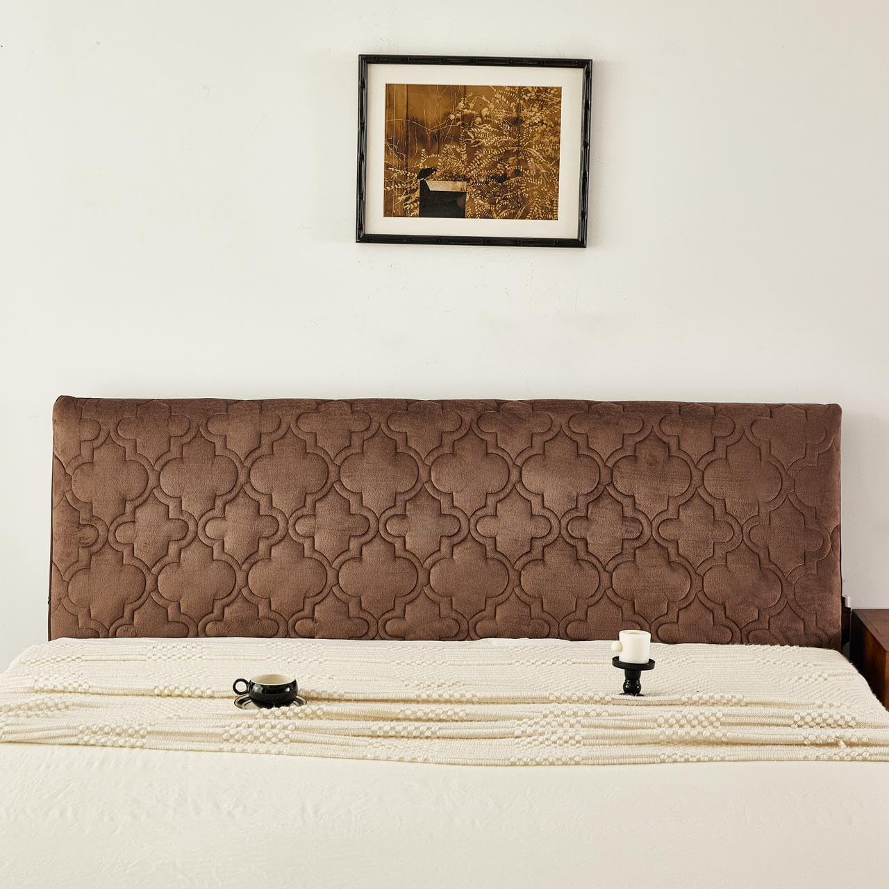 HOMETHREADS Velvet Headboard Cover with Foam Padding – Soft & Wrinkle-Resistant Bed Back Protector for Wooden, Leather and Upholstered Headboards | Fits 5 Ft Headboards Only (Coffee, 68x150Cm)-image-10