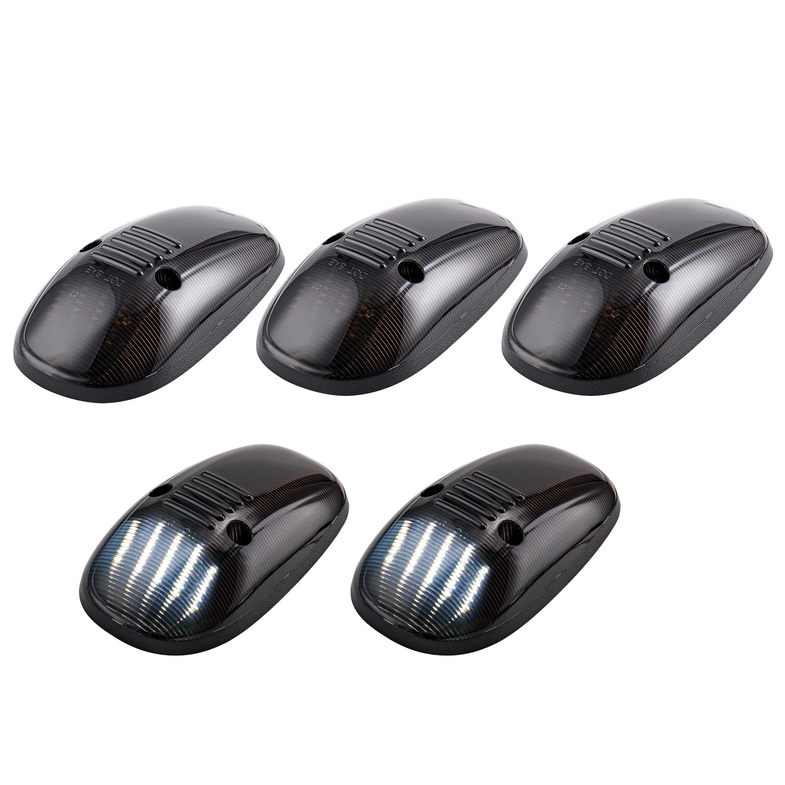 LUDARM 5PCS White Light Smoke Lens LED Cab Roof Marker Lights Compatible with 1999-2001 RAM 1500 1999-2002 RAM 2500 3500 Pickup Truck Roof Top Running light