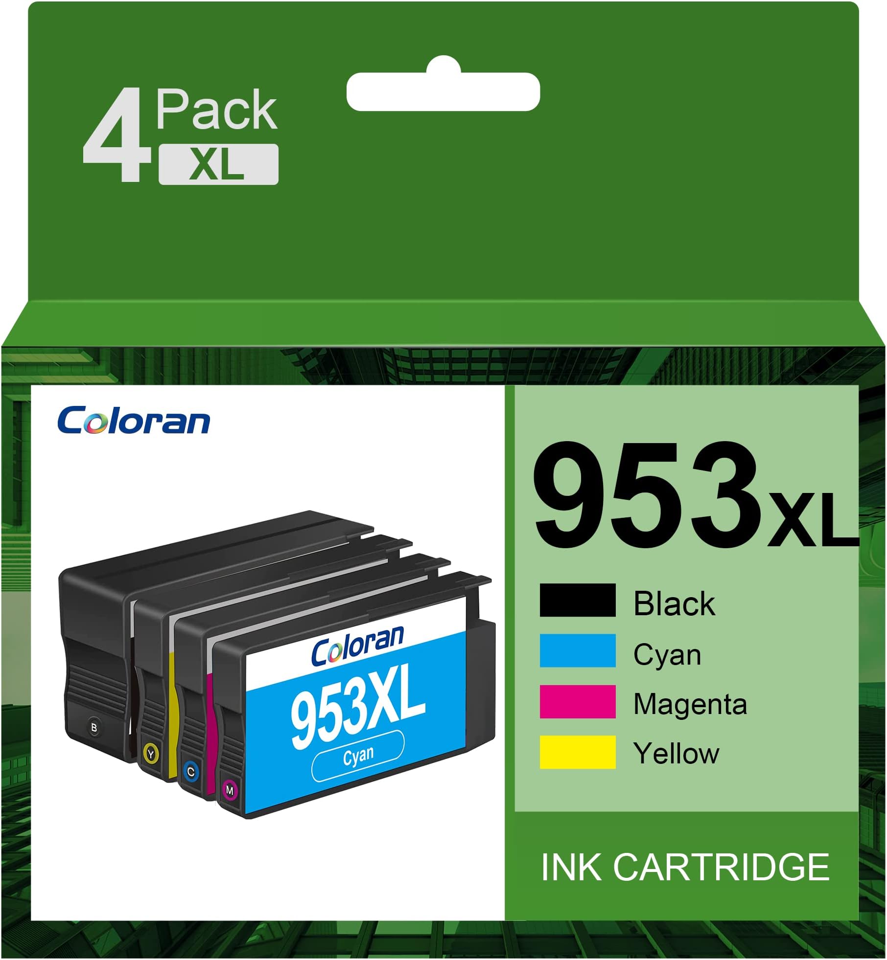 Coloran 953XL 953 Compatible Ink Cartridges Replacement for HP 953 XL for Officejet Pro 7740 8730 8710 8715 8718 8719 8720 8725 8740 8218 7720 7730 (4 Pack)