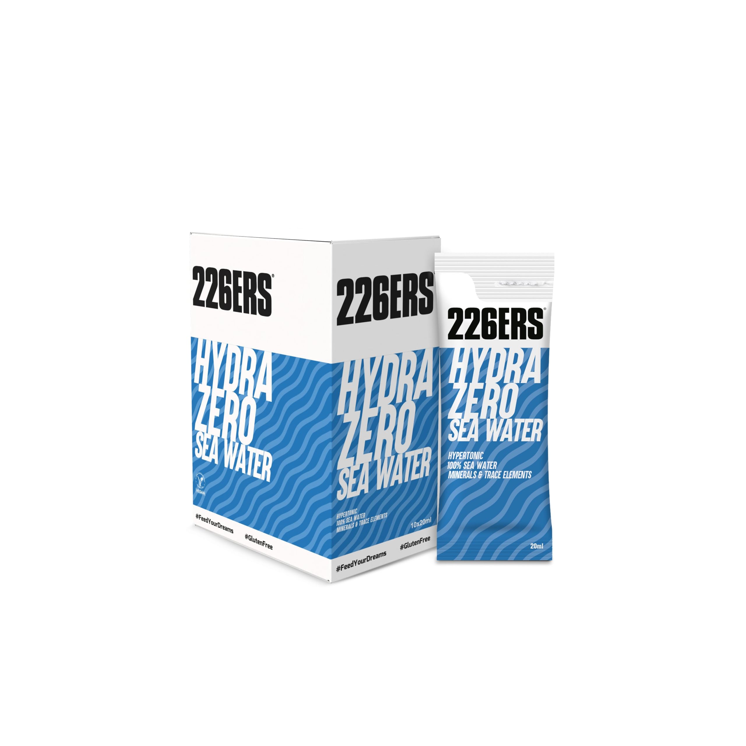 226ERS - Hydrazero Sea Water, Agua de Mar Isotónica, Hidratación para Deportistas, Minerales y Electrolitos Naturales, Recuperación de Sales, Vegano y sin Gluten, Pack 10 Unidades