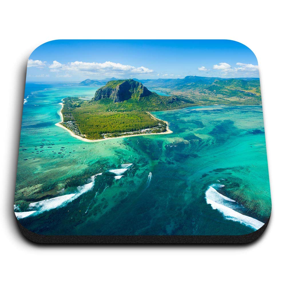 Destination Vinyl Ltd Multicolor 1 X Square Mdf Fridge Magnet - Mauritius Island Coastal View Beach 16658