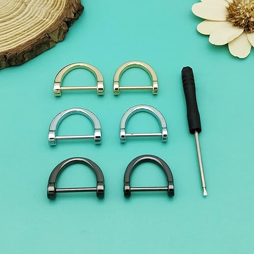 Miniatura 7 de 18 anillos en D de tornillo, 2 tamaños de herradura en forma de U, anillo de tornillo en forma de D, anillo semicírculo D con 1 destornillador,