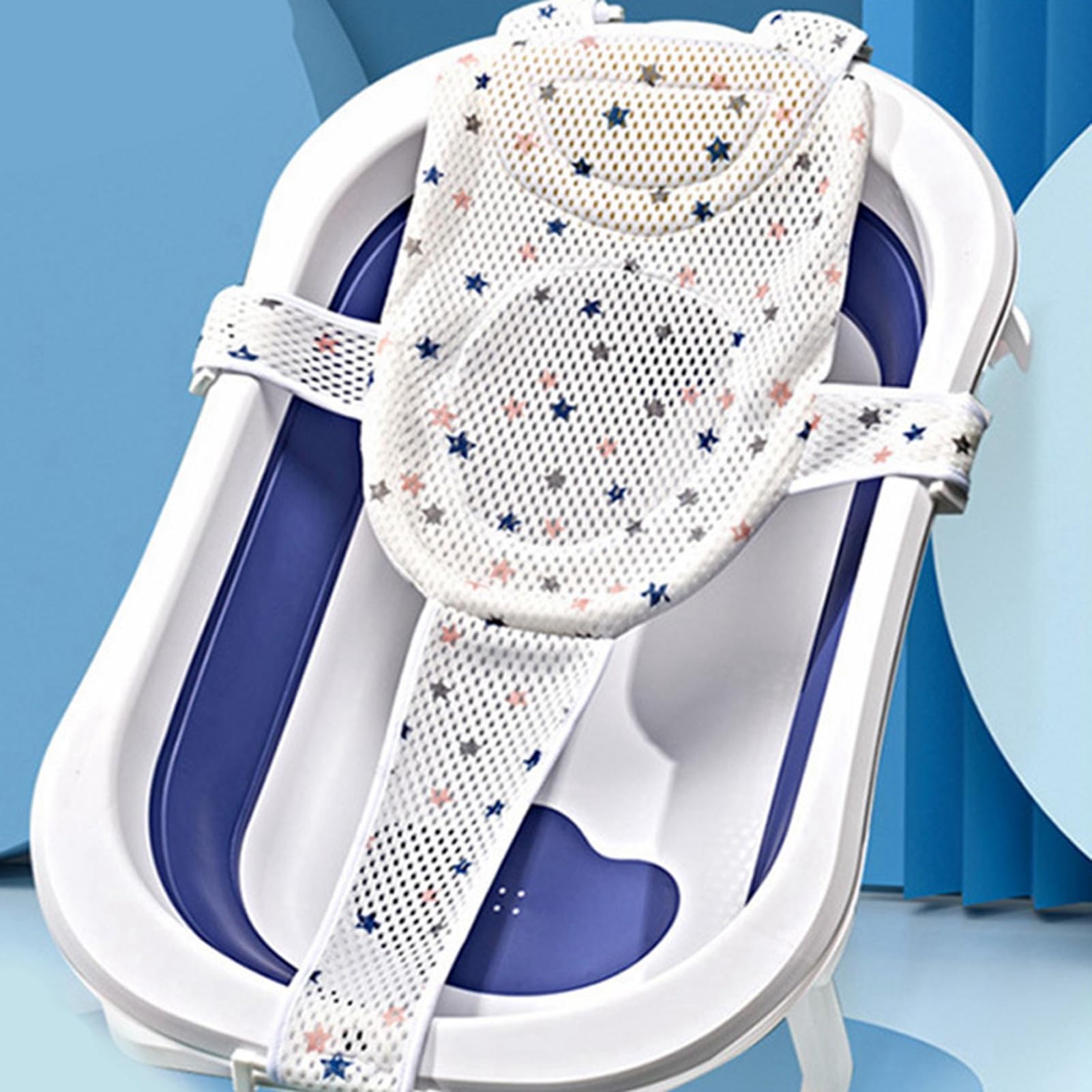 LIZEALUCKY Baby Bath Net, Adjustable Newborn Bath Seat Support, Bathtub Bather Net, Baby Bath Pad(White)