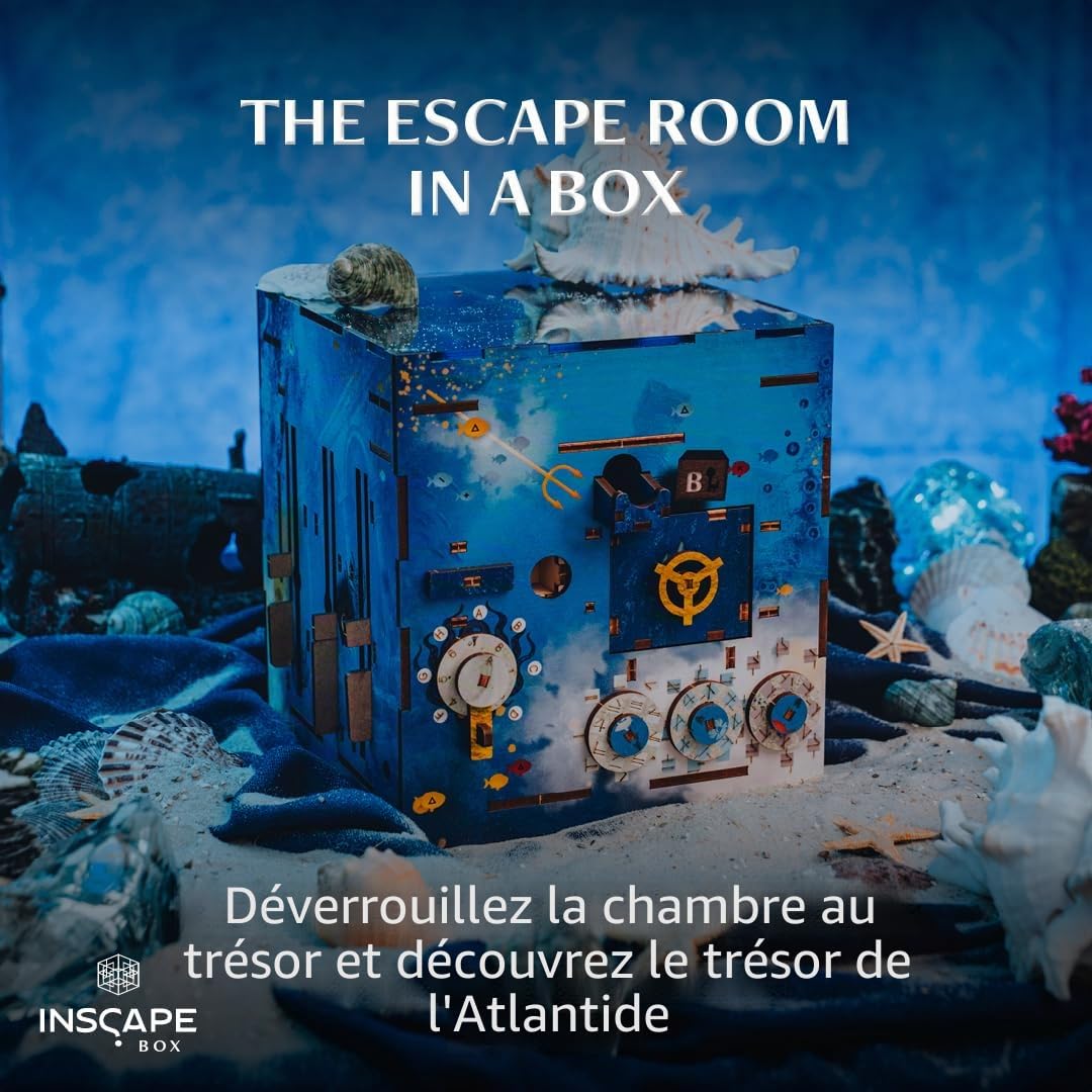INSCAPE Labyrinthe Atlantis - Boîte à énigmes en Bois - Boîte de Puzzle - Escape Room Jeu pour Adultes et Enfants - Jeux de Puzzle en Bois 3D - Jeux de réflexion - Coffret Cadeau