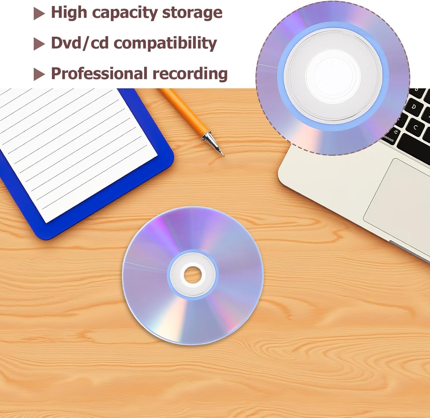 TEHAUX 2pcs High-Capacity Writable Compact Discs for Music and Audio Recording, Blank Digital Audio Discs Compatible with Home Studio and Business Use