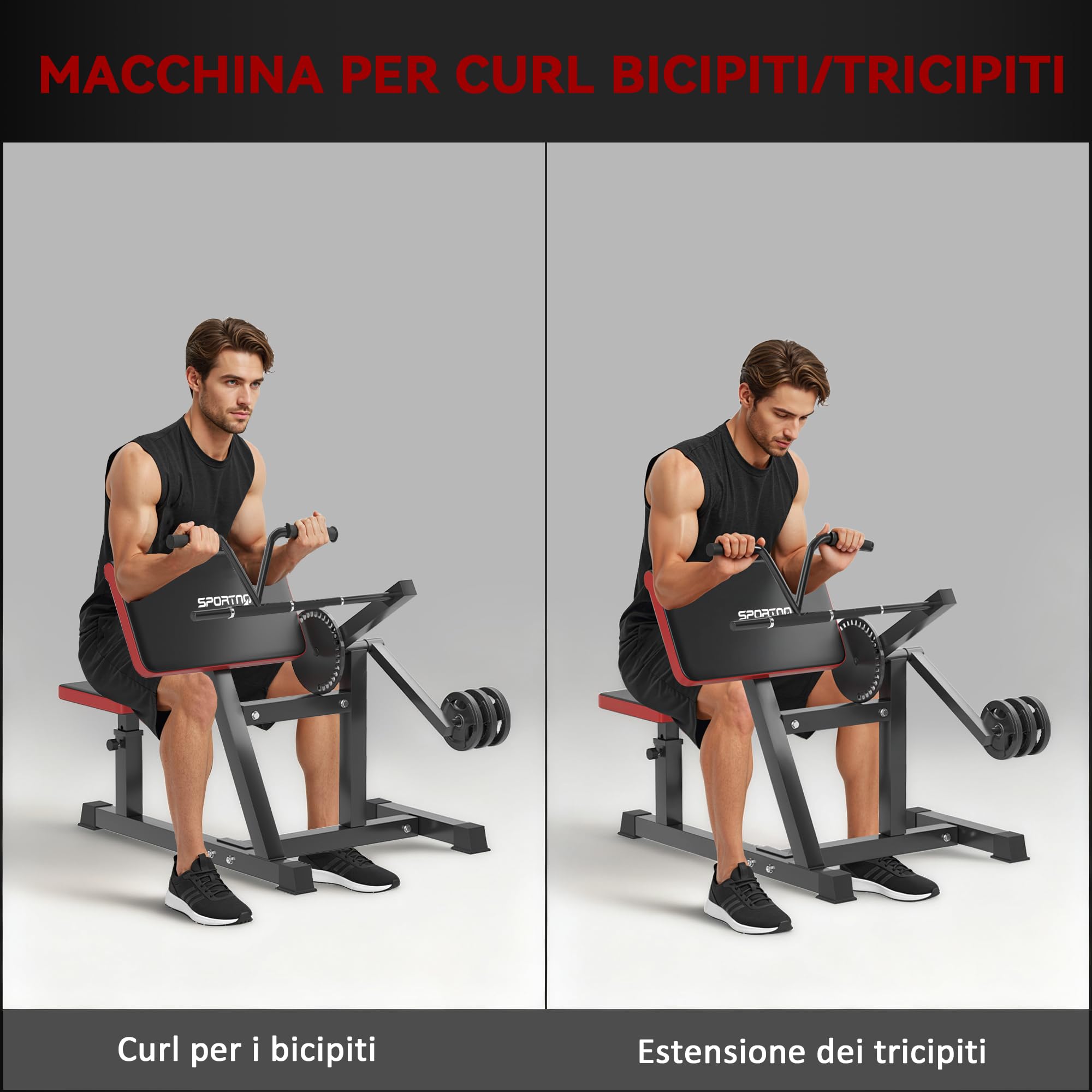 SPORTNOW Preacher Curl Bank mit verstellbarem Sitz und Ellbogenstütze, Bizeps Trizeps Curl Bank mit Gewichtsständer, Home Gym Arm Exerciser, Schwarz | Verstellbare Sitzfläche, verstellbare Ellbogenstütze, Preacher Curl, Gewichtstütze, Trizeps-Training, Ar