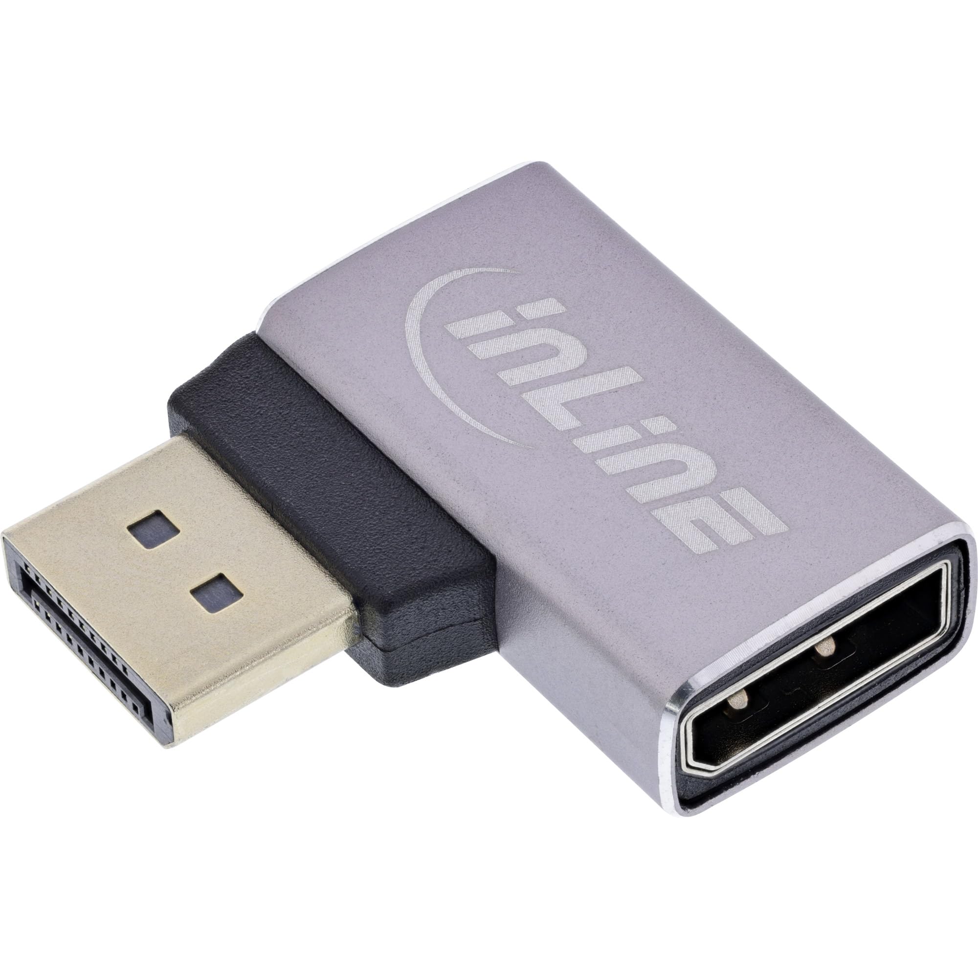 InLine DisplayPort 1.4 Adapter 90° Left Angled DP Male to Female 8K Compatible 17291E