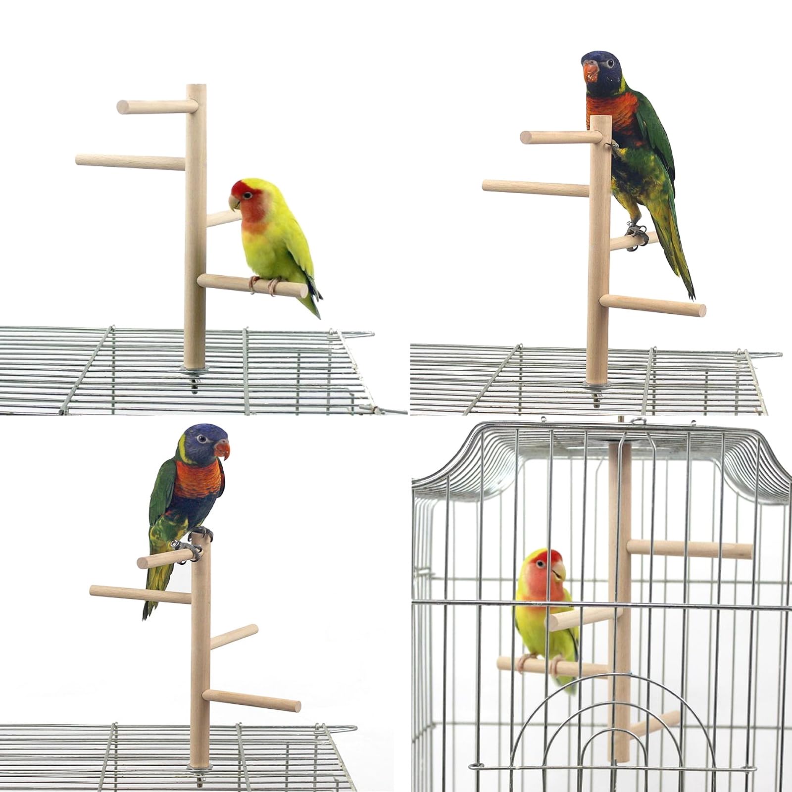 Natural Wood Bird Perches Tabletop Bird Stand Chew Toys Bird Cage Accessories For Small Parakeets Lovebirds Budgies Cockatiels Conure –