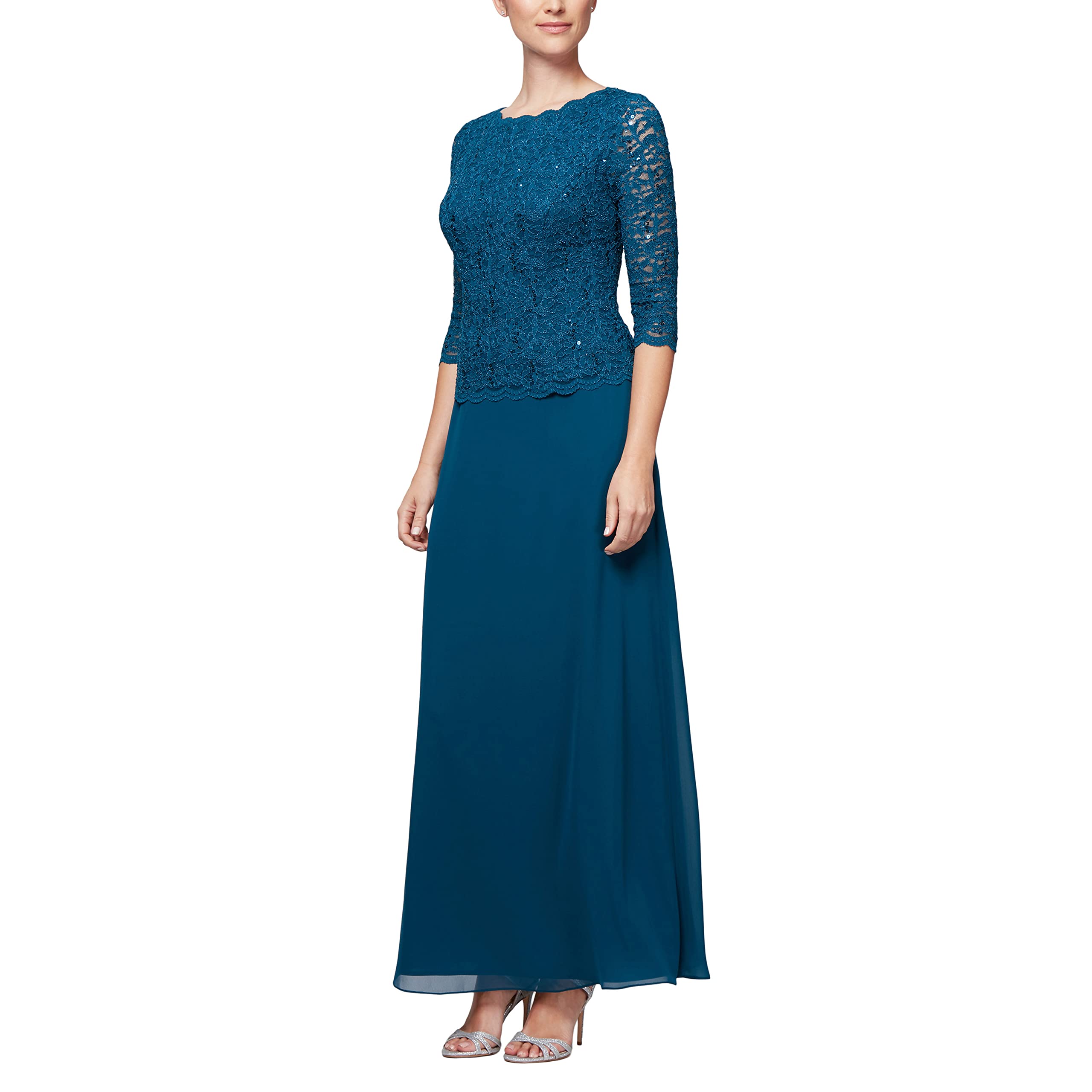 Alex Evenings Women's Long Mock With Full Skirt (Petite and Regular Sizes) Special Occasion Dress, Peacock, 16 UK
