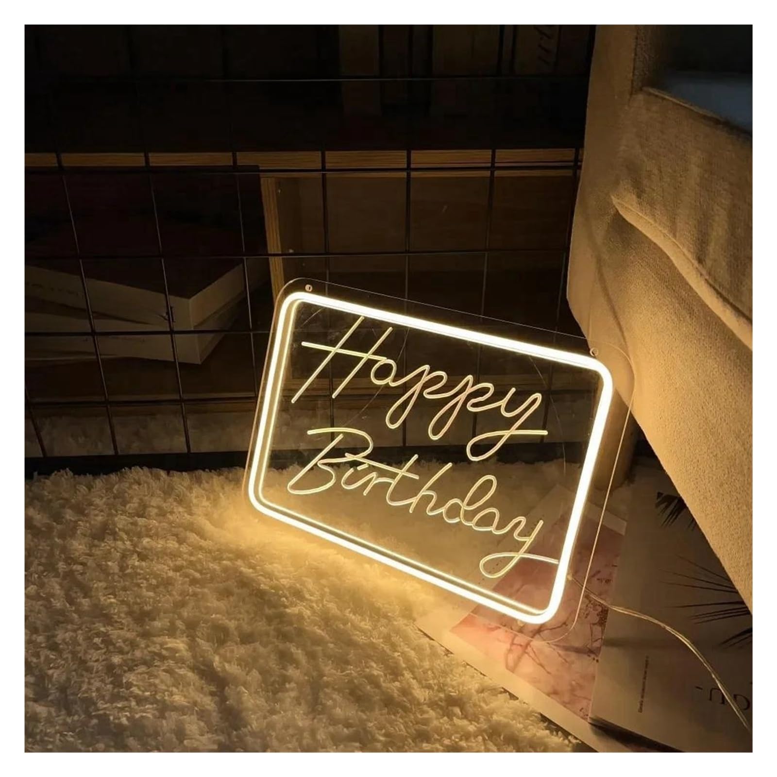 Wiszące neony artystyczne Grawerowane Neony Led Z Napisem "Happy Birthday" Zasilany Przez USB Na Imprezy Pomieszczenia Sklepowe Kawiarnia Dekoracja Ścienna Znak(12x7.5inch)