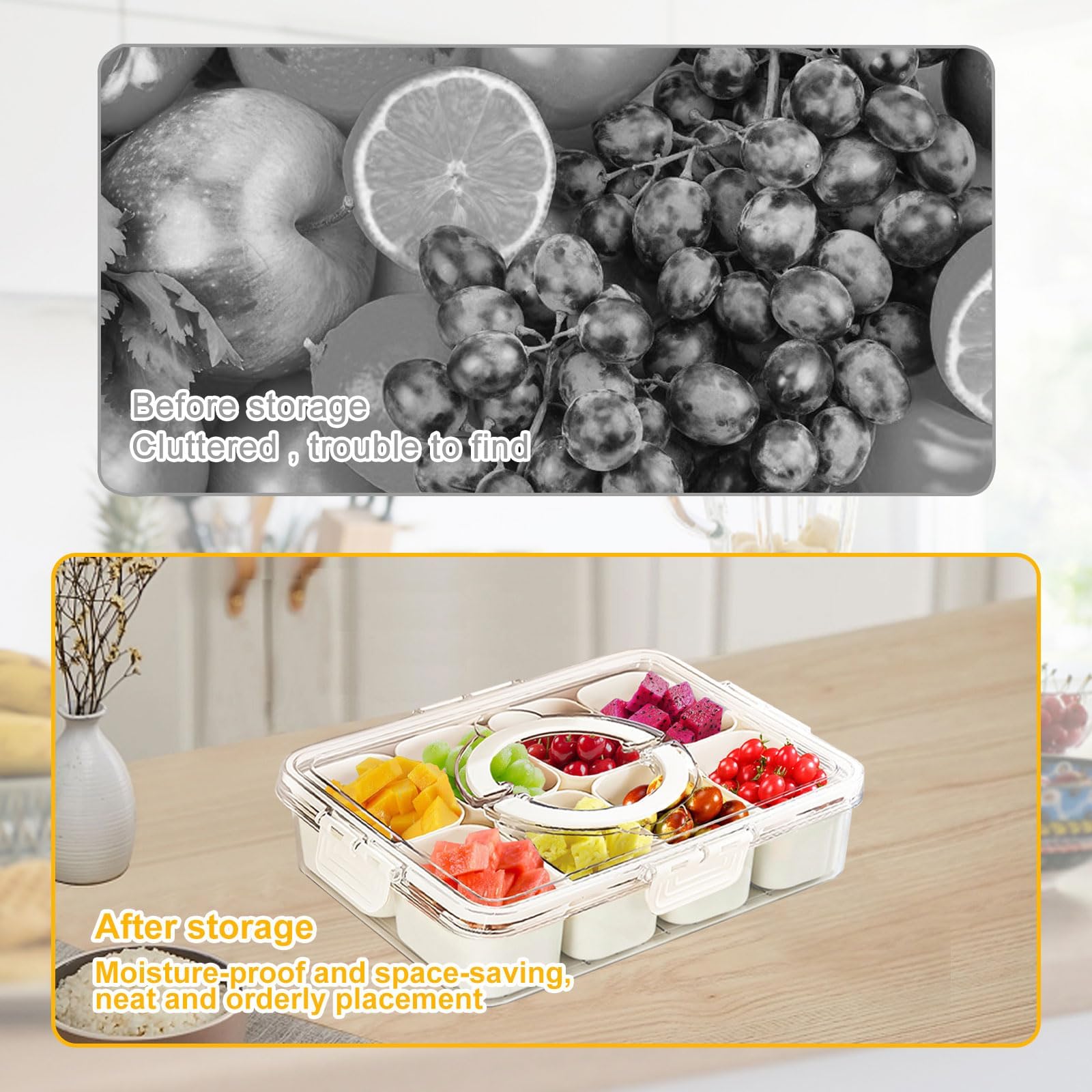 Contenitore per snack, vassoio da portata con coperchio, 4