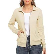 andy & natalie Womens Stand Collar Zip up Long Sleeve Jacket with Pockets Running Sweatshirts Jackets