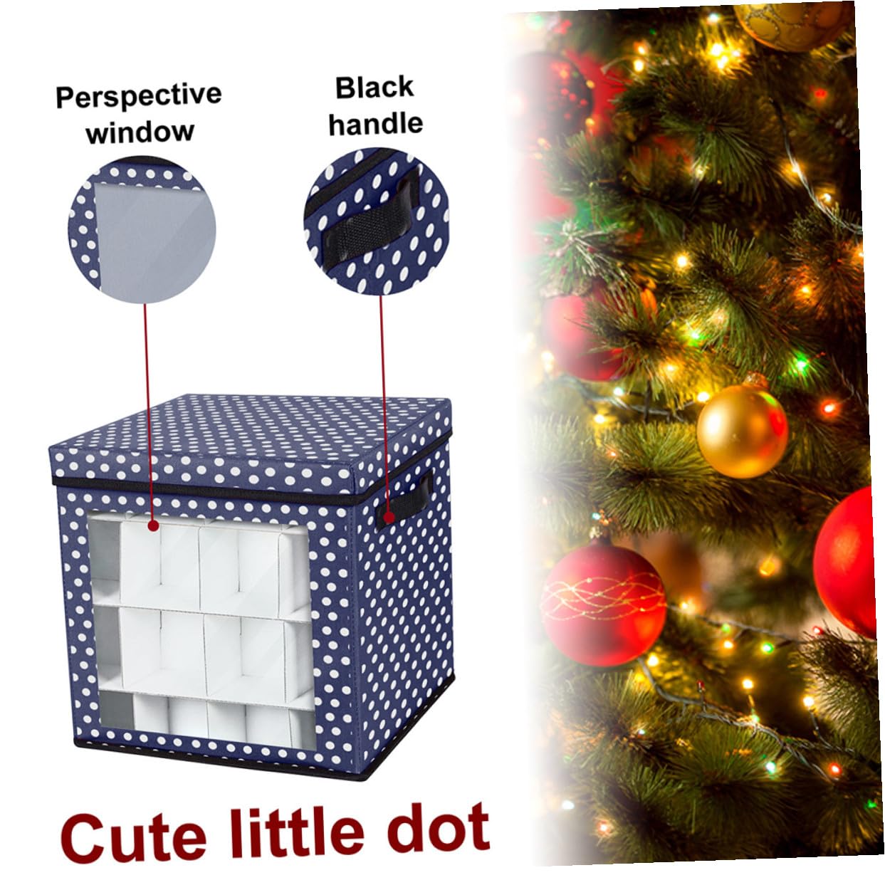 Contenitore Natalizio per Palline di Natale 36 Scomparti Oxford Blu Scatola di Immagazzinaggio Resistente e Protettiva per Ornamenti per Decorazioni Festive e Conservazione