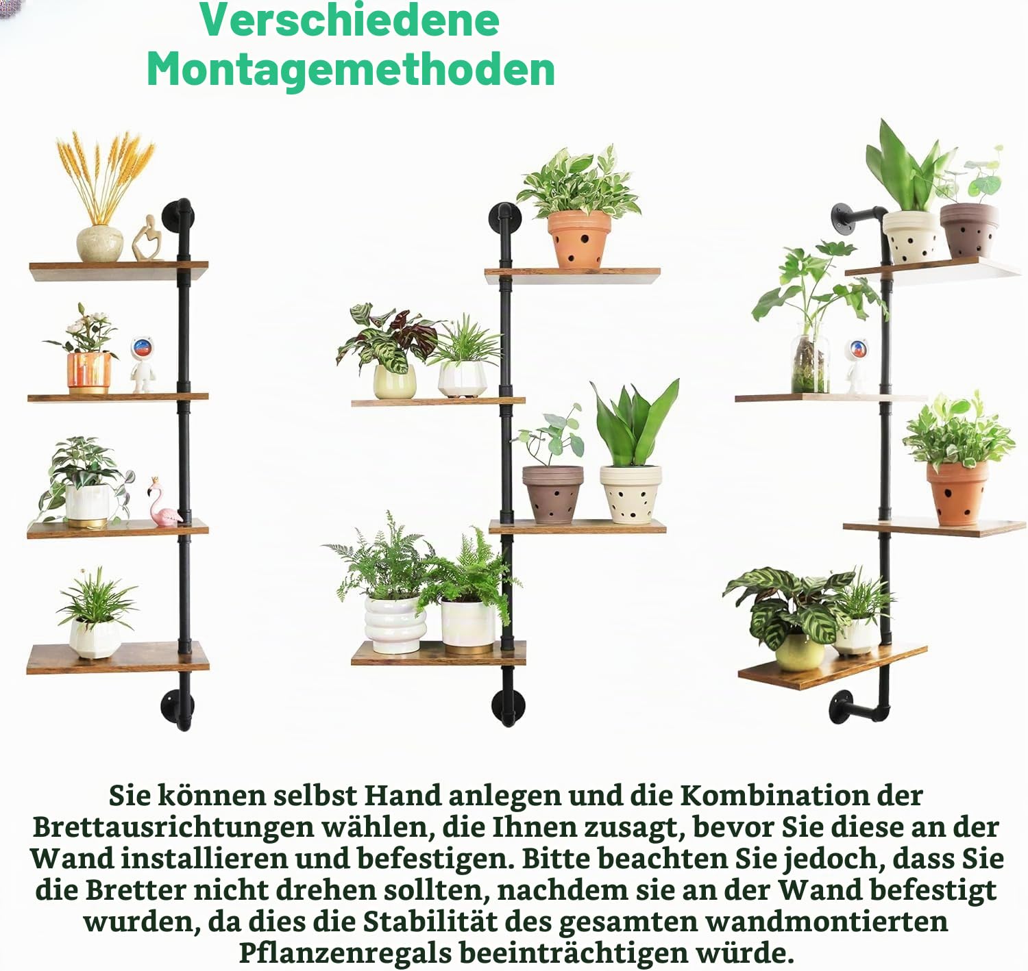 HEYOUTH Drehbarer Fensterpflanzenständer Massivholz - Wandmontiertes Pflanzenregal für Küche, Bar & Wohnzimmer (4floors)
