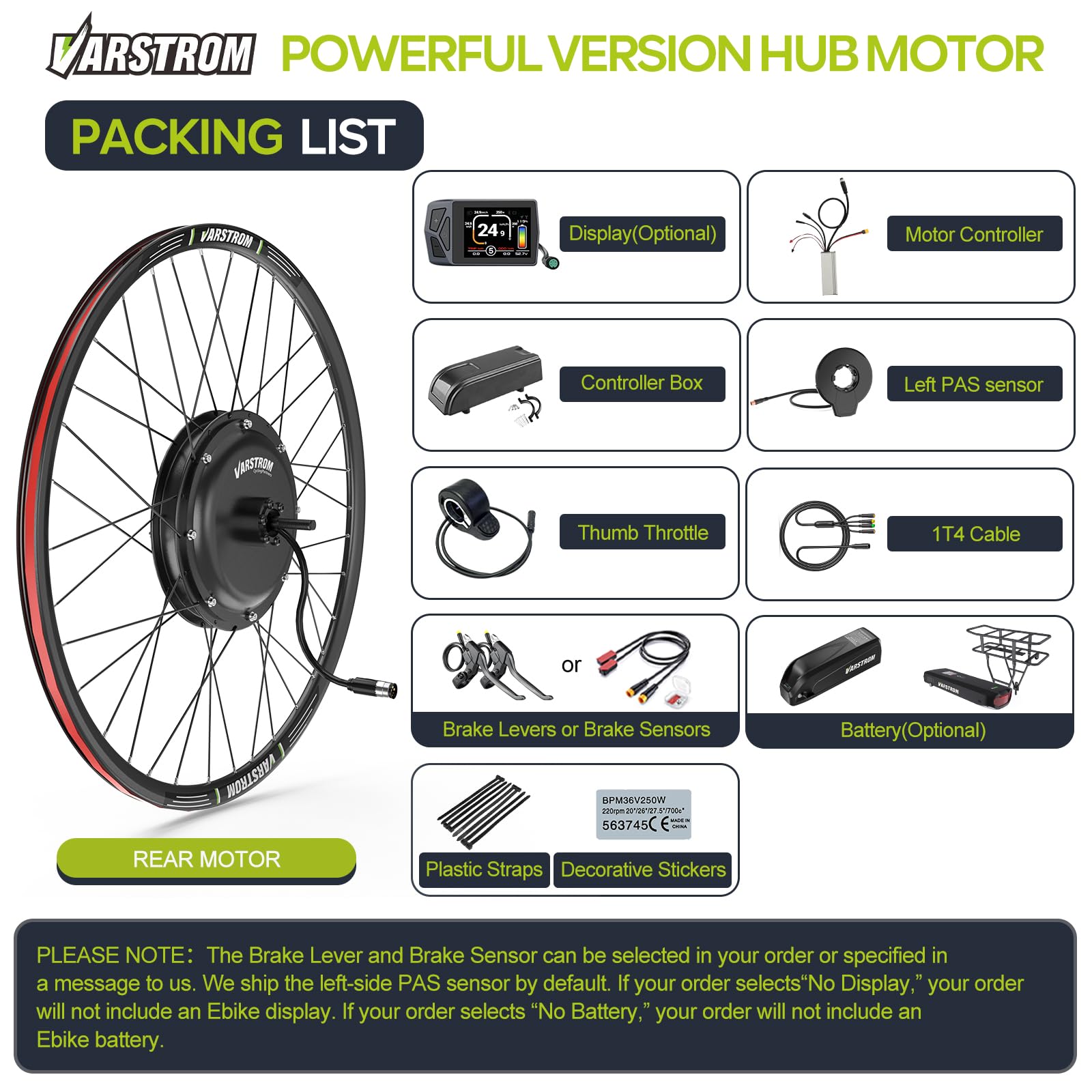 48V JYLT Versión Sport Kit Conversion a Bicicleta Electrica, Motor de Buje de Rueda Trasera 28" 29" 700C con Controlador & EKD01 Pantalla, para Cassette y Freno de Disco MTB CTB (Sin batería)