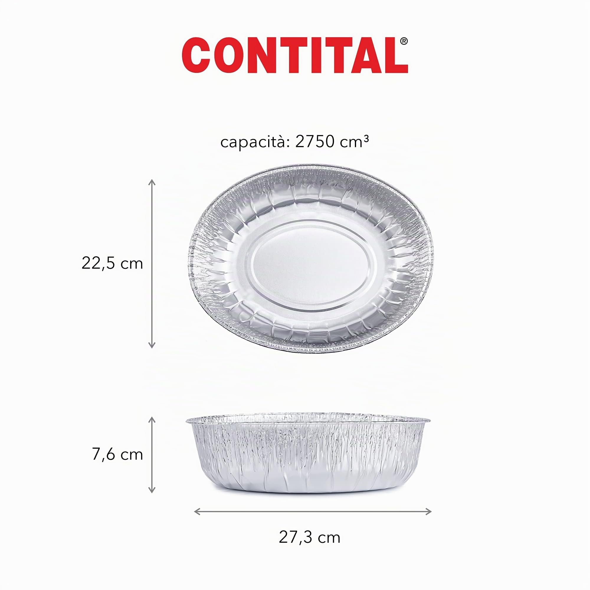 CONTITAL Contenitori in Alluminio E1G, Vaschette monouso, Linea Professionale - 50 pezzi - Ideali per pollo arrosto