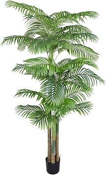 7.5ft Triple Golden Cane Palm Artificial Tree Indoor/Outdoor UV Resistant